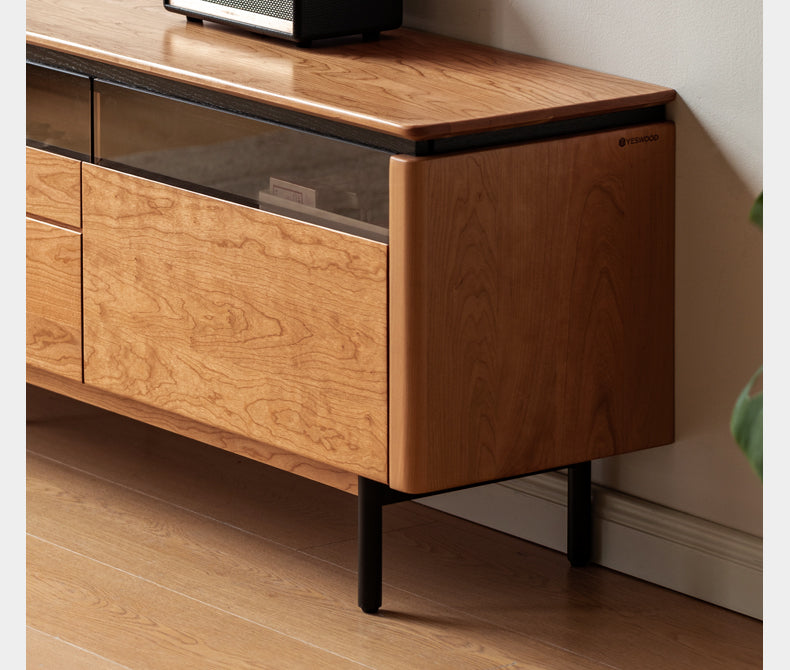 Cherry solid wood TV cabinet modern simple