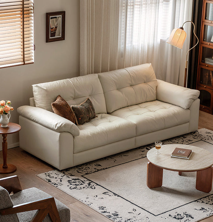 Genuine Top Grain Leather Sofa French Style “Cloud” Sofa