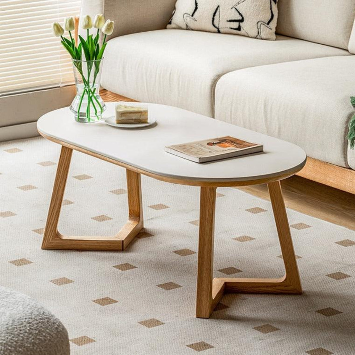 solid wood coffee table modern simple oak slate tea table home small ...