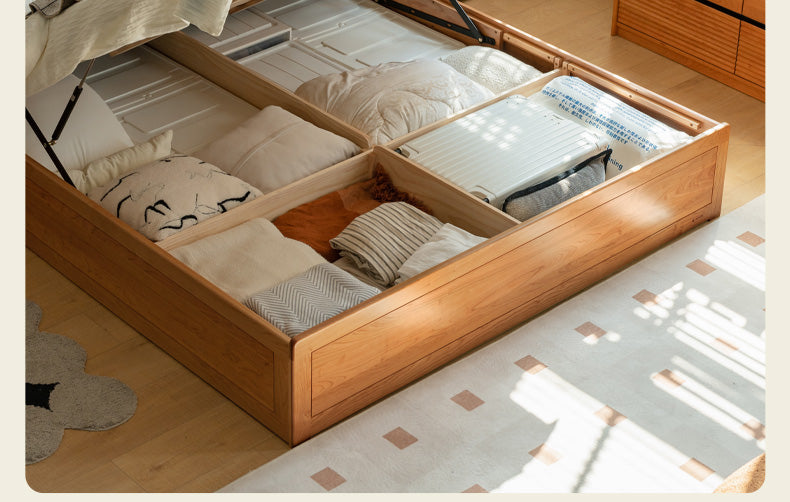 Cherry Solid Wood Box Storage Bed