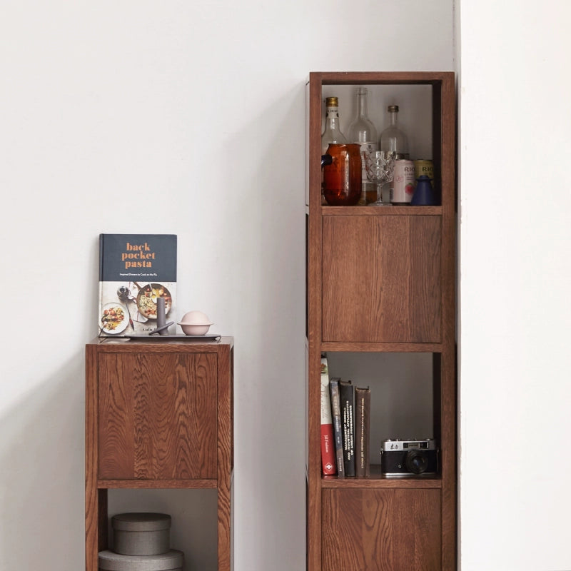 Oak Solid Wood Bookshelf Narrow Cabinet -