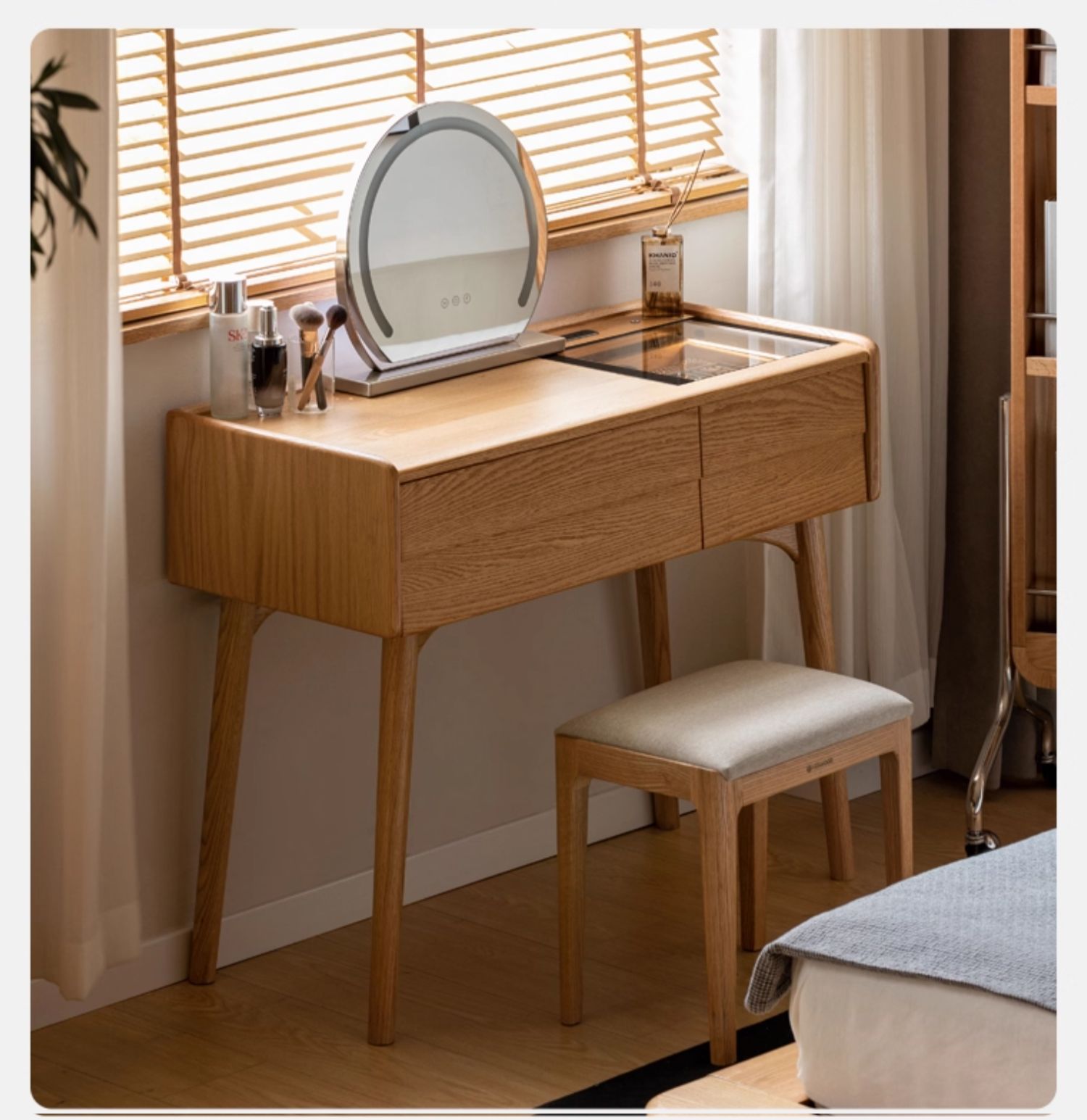 Oak Solid Wood Modern Minimalist Multifunctional Dressing Table