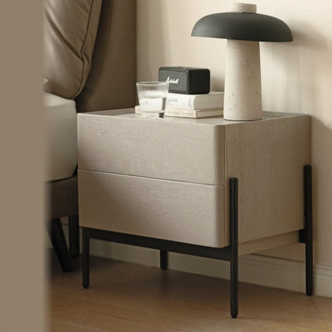 Morandi Premium Gray light luxury bedside storage Oak solid wood"