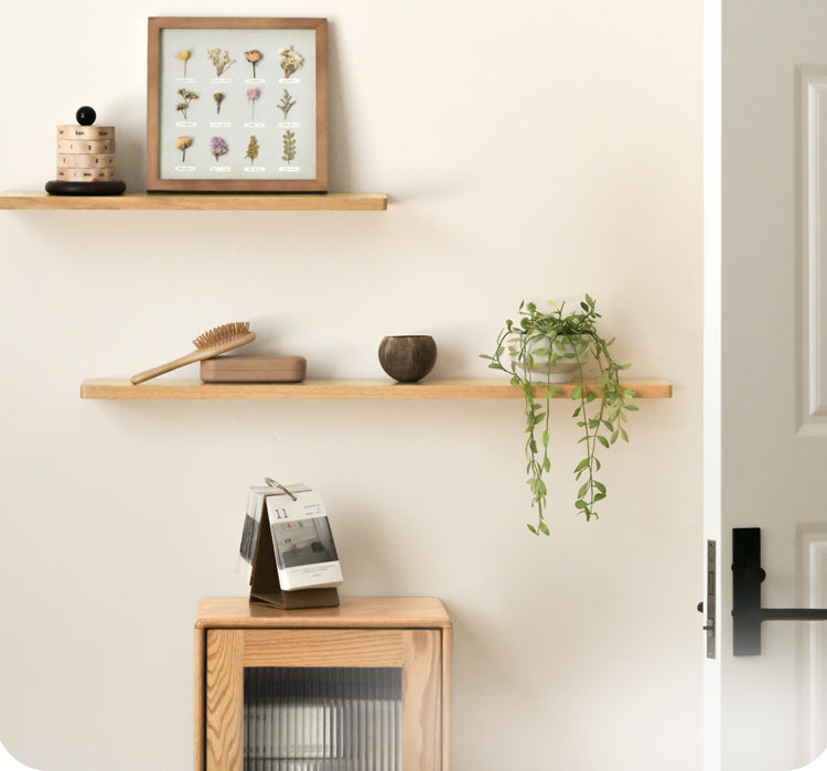 Oak, Black walnut Solid Wood Wall Shelf Bookcase