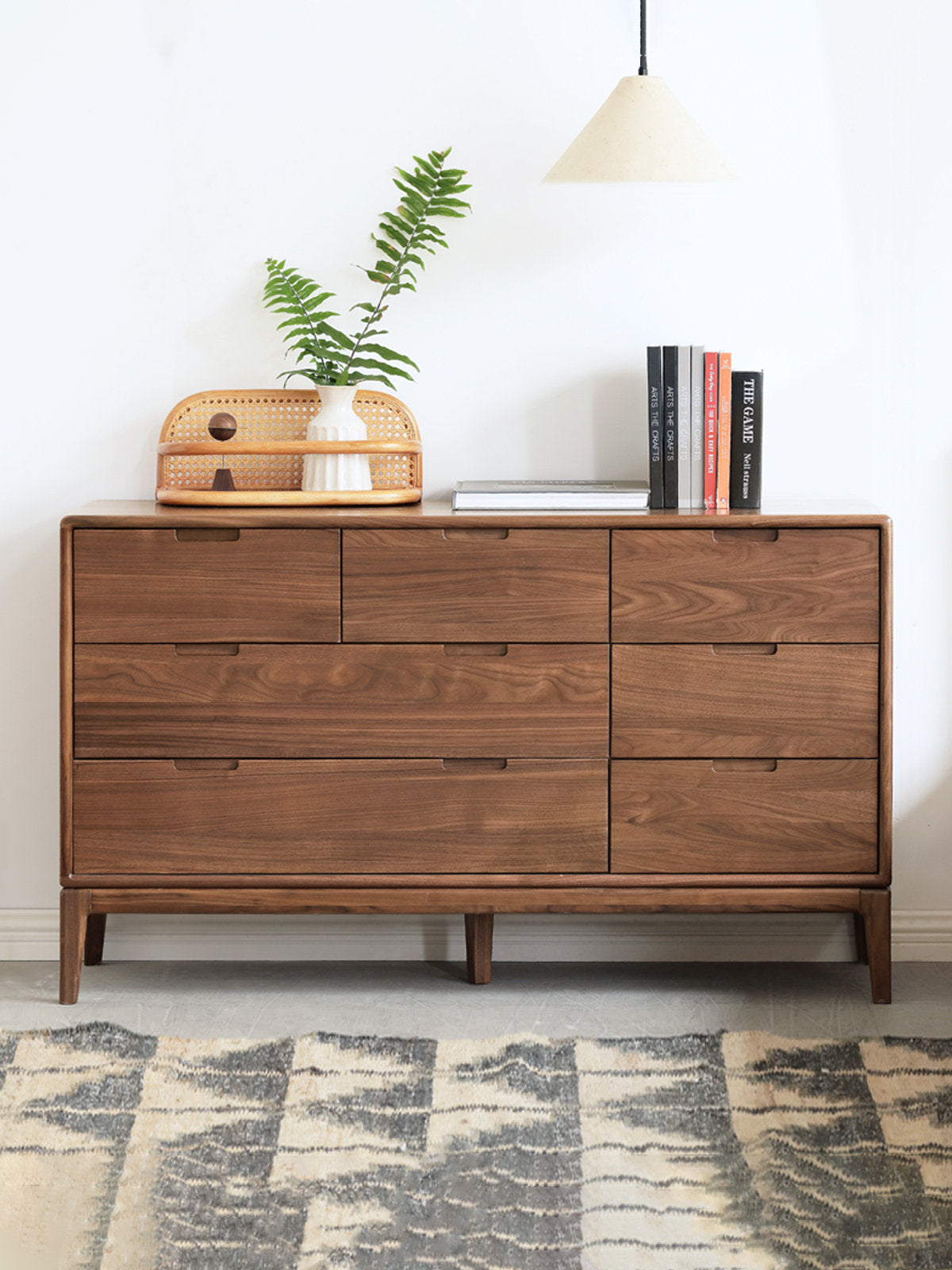 Ash Solid Wood Storage Cabinet Against the Wall