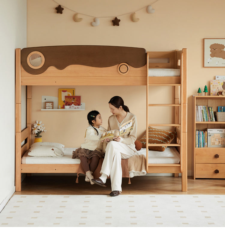 Beech solid wood with guardrails bunk bed