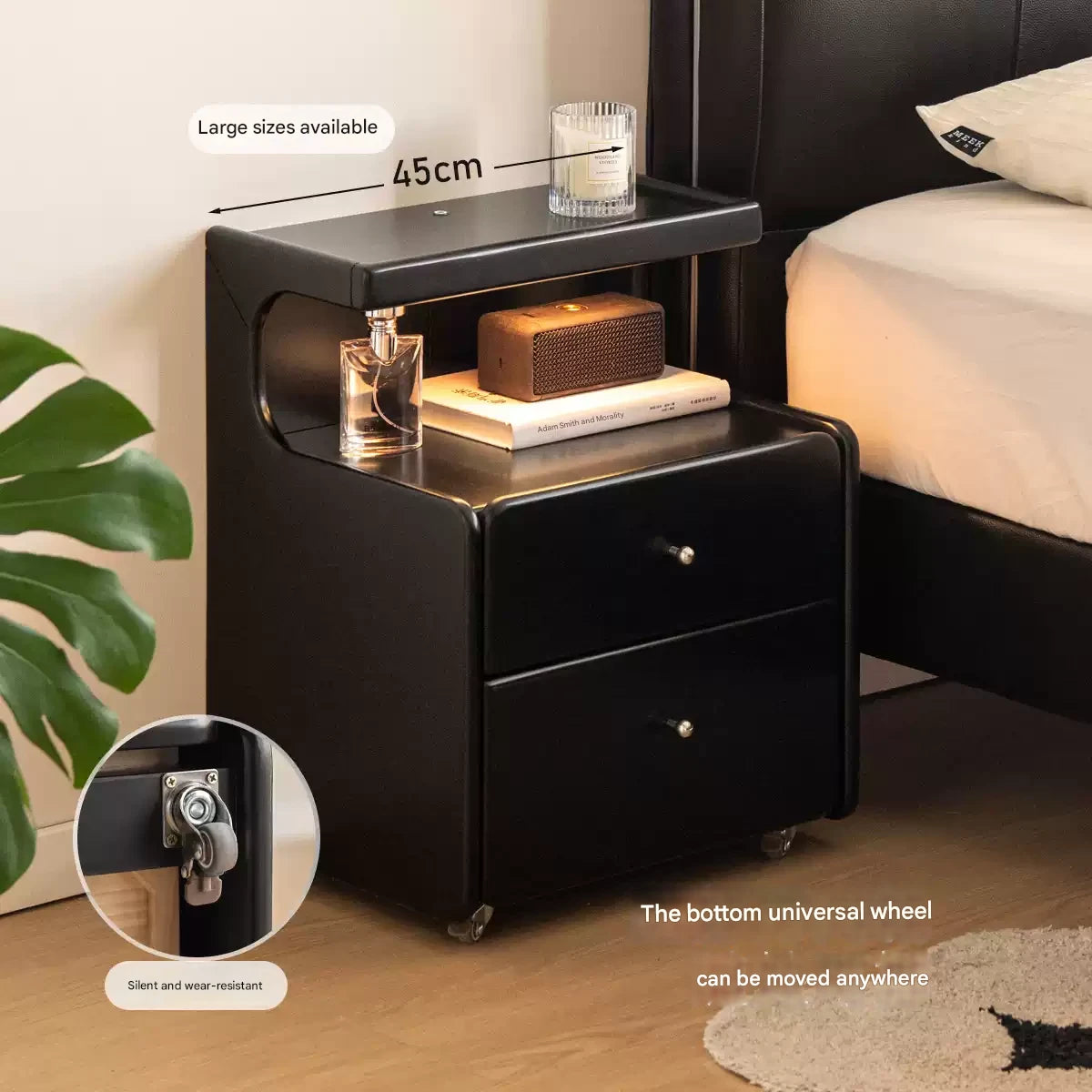 Rubber Solid Wood Multi Functional Nightstand