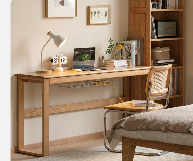 Oak solid wood long office desk"