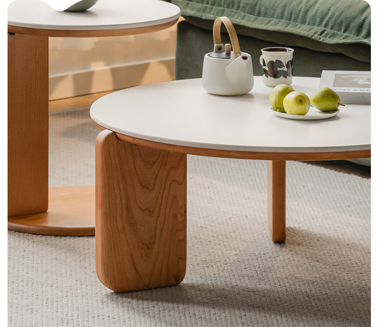 Cherry wood round coffee table , side table: