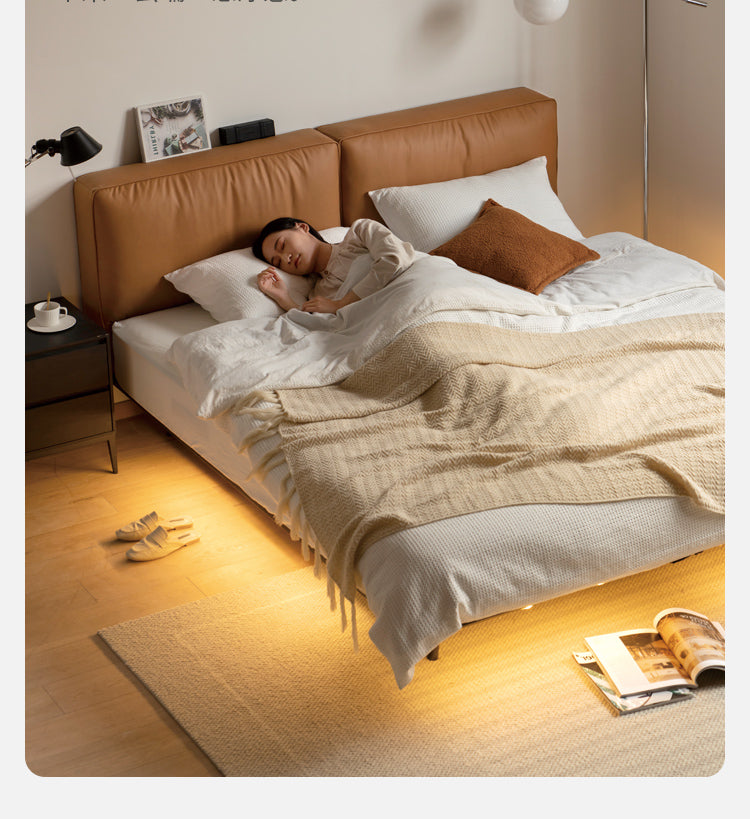 Suspended luminous technology cloth down soft back Italian soft bed"