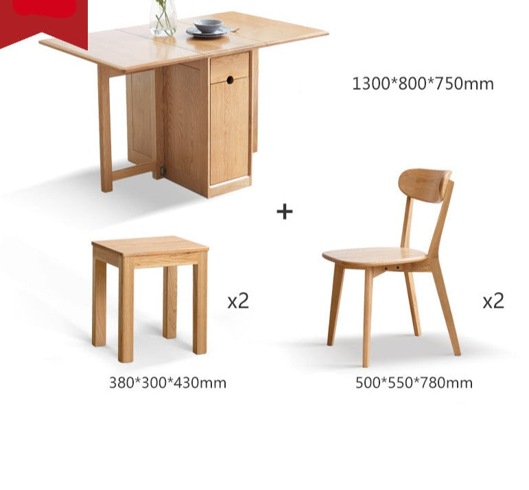 Folding dining table Oak solid wood-