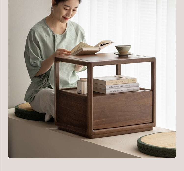 Black Walnut Solid Wood Locker Nightstand