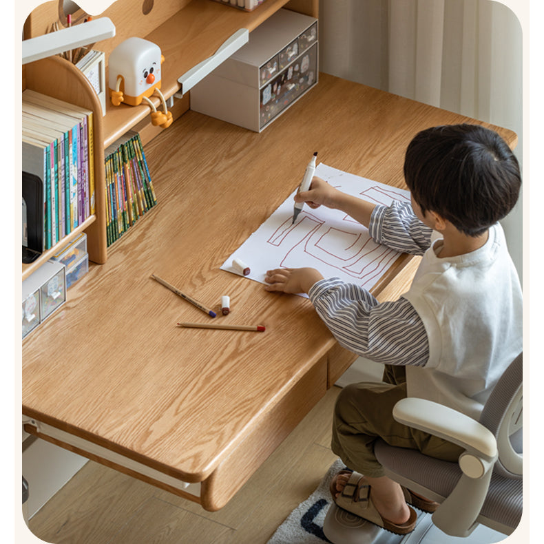 Oak Solid Wood Children's Study Desk Bookshelf