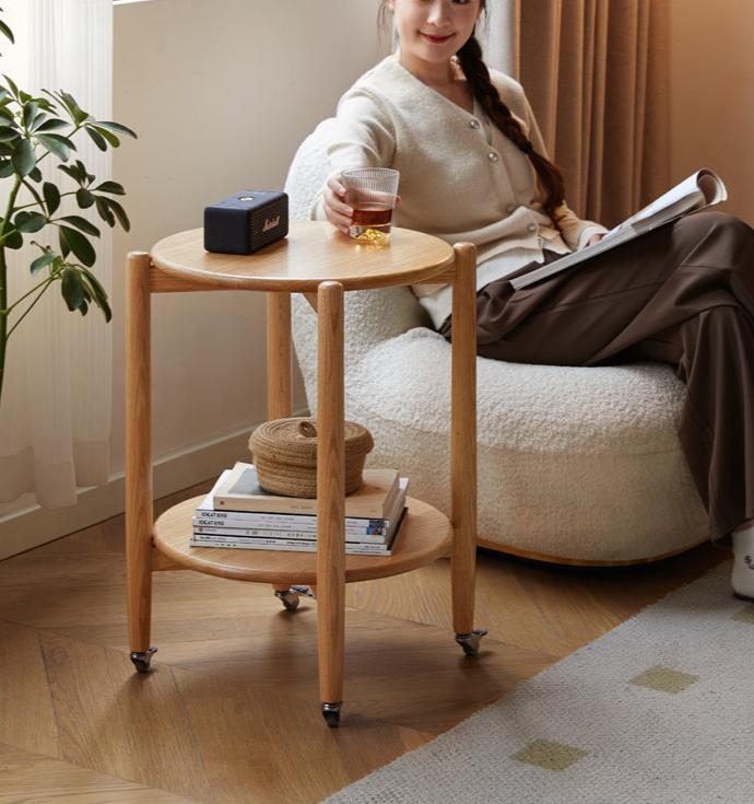 Oak Solid Wood Removable Small Round Table