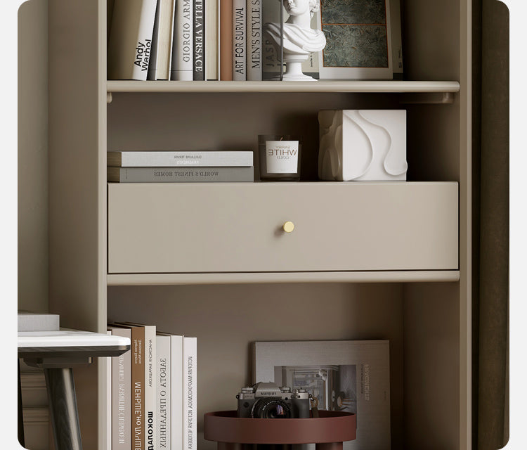 Poplar solid wood bookcase light luxury gray combination cabinet