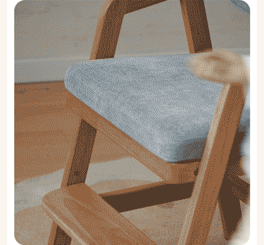 Solid Rubberwood Nordic Style Kids Chair with Adjustable Armrest