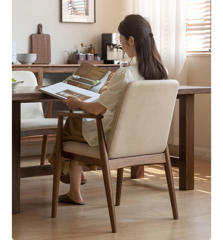 Black Walnut Solid Wood Armrest Chair technological fabric: