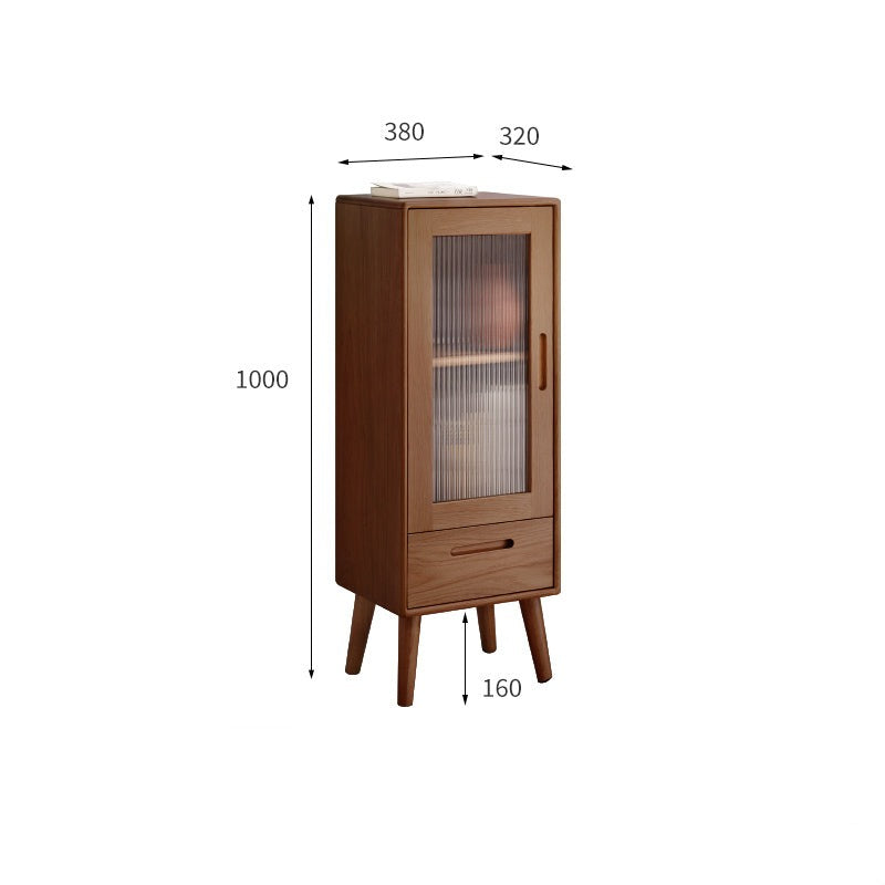 Oak solid wood TV high side cabinet glass door -