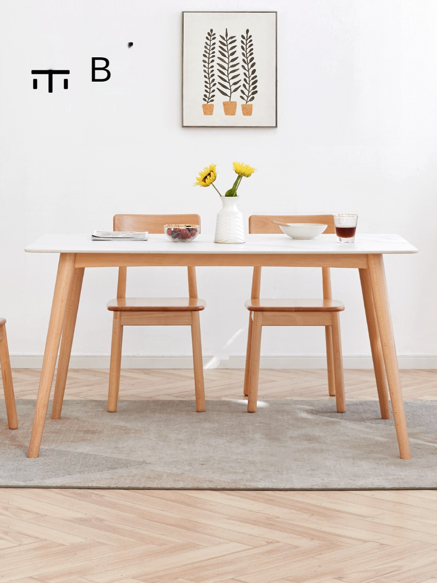 Beech solid wood Rock Plate Dining Table "