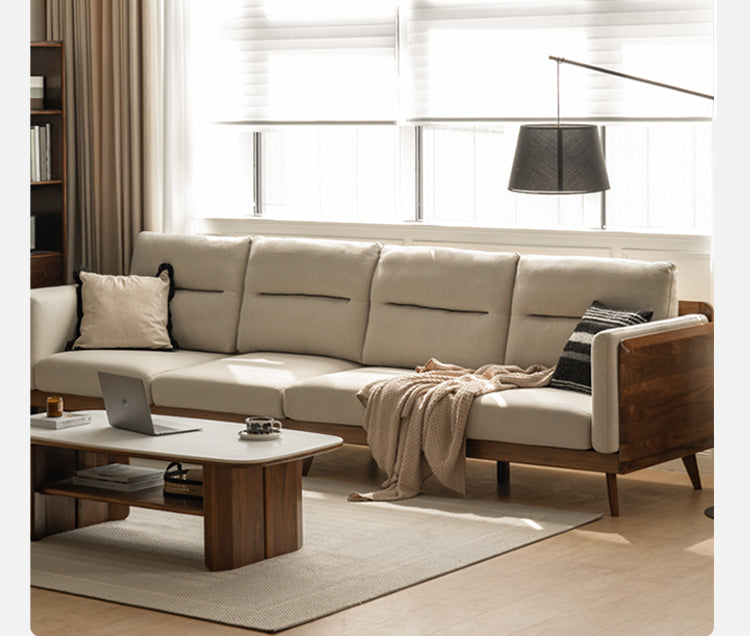 Black Walnut Solid Wood Sofa,Technology Cloth, fabric "