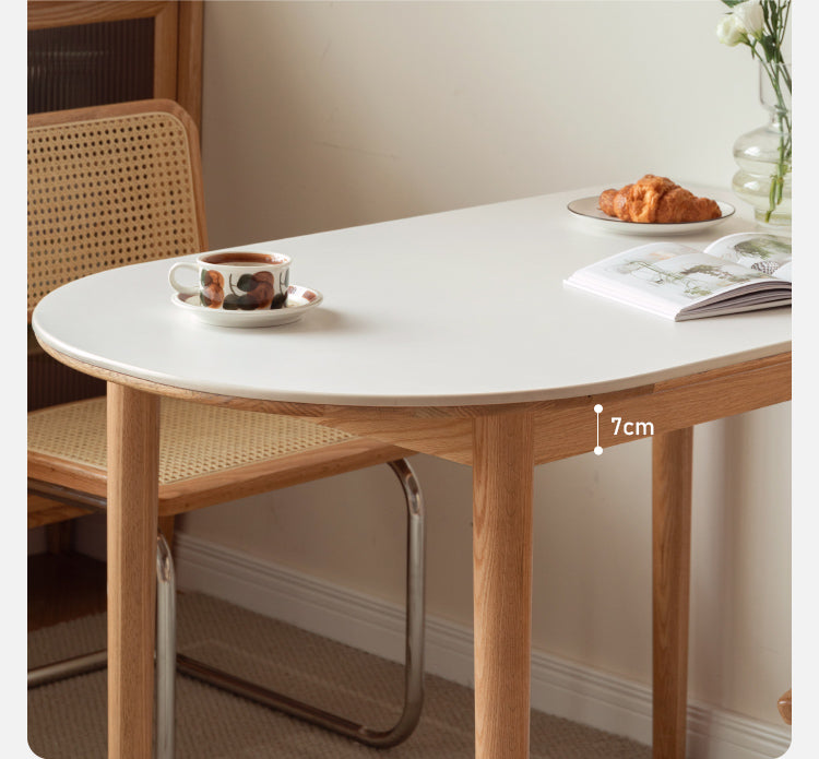 Rock slab Oak Solid wood semi-circular dining table "