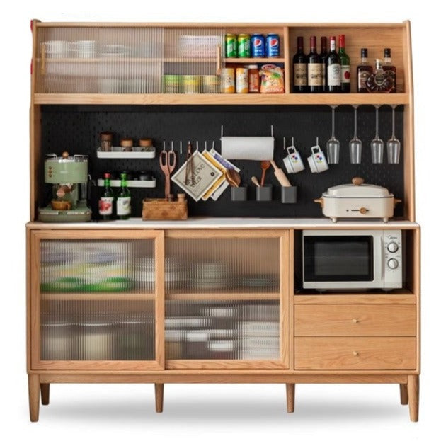 Oak solid wood sideboard multi-functional buffet cabinet,