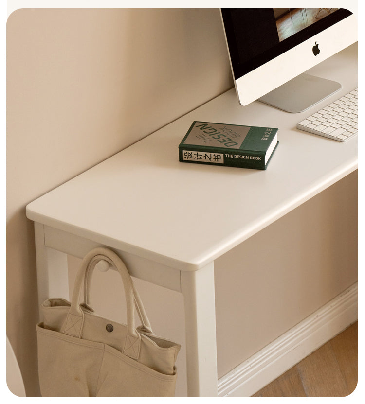 Poplar Solid wood cream style single-leg desk -