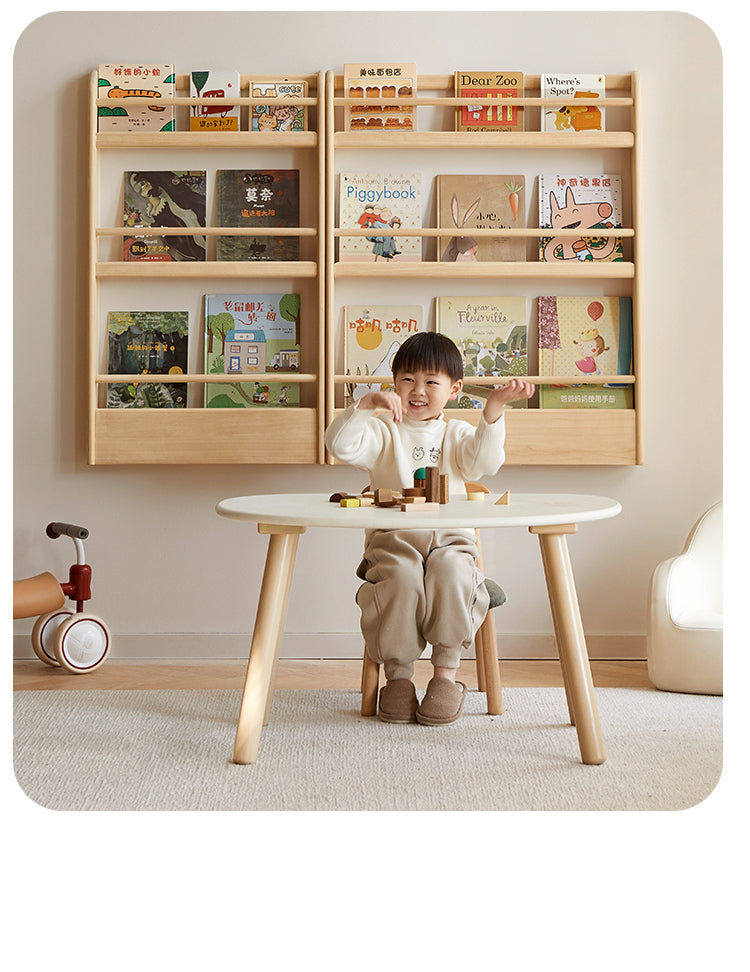 Popar Solid Wood Wall Mounted Storage Children's Book Stand