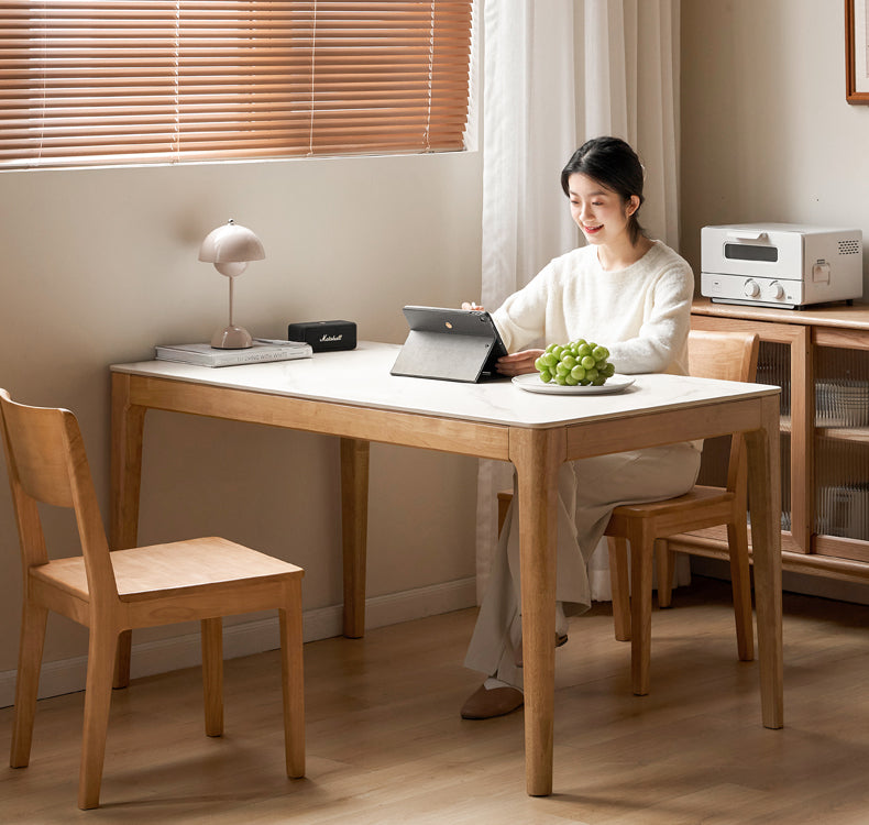 Rubber, Oak solid wood rectangular dining table