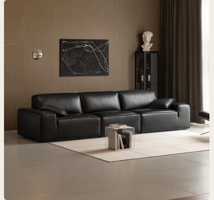 Full Grain Genuine Leather Sofa Contemporary Couch