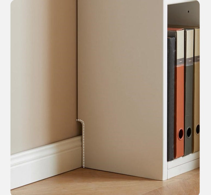 Poplar Solid Wood Cream Ultra Narrow side Cabinet Bookshelf