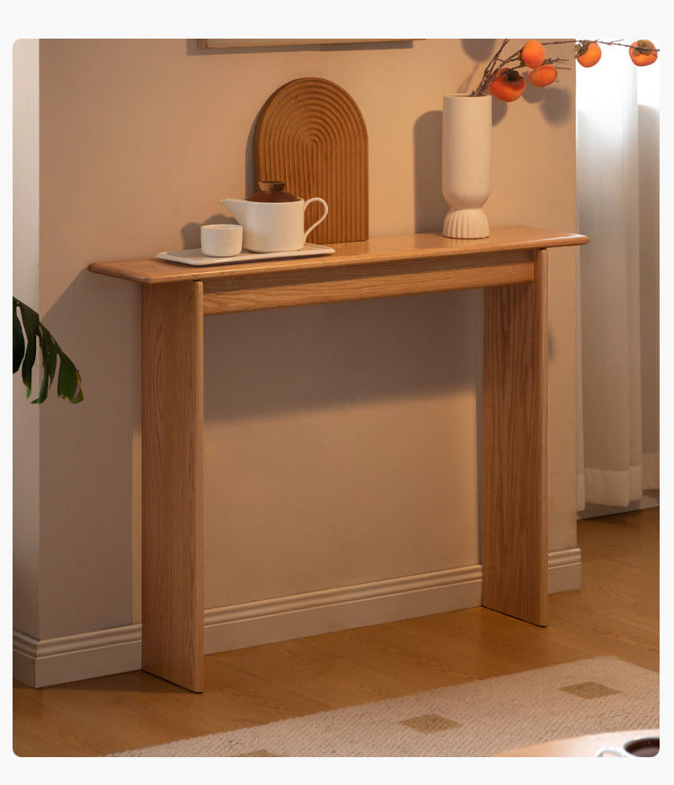 Oak solid wood entrance table corridor wall strip case ultra-narrow table