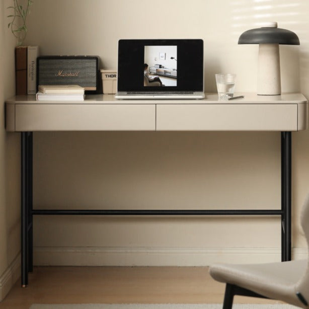 Poplar Solid wood double-draw desk light luxury "