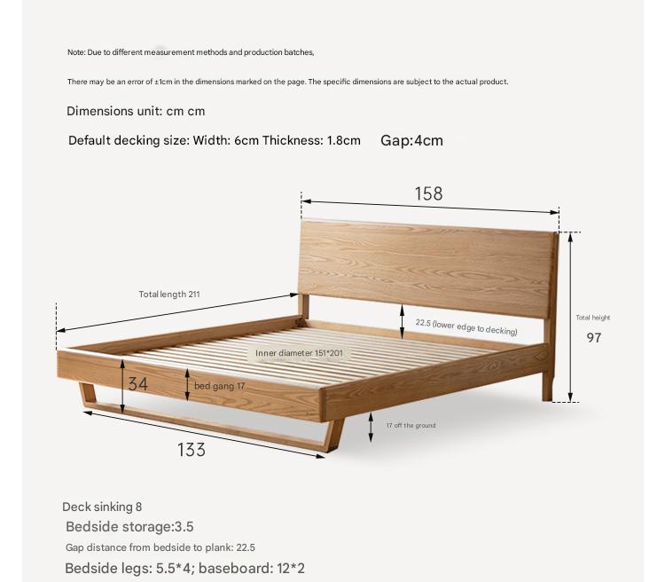 Oak, Ash Solid Wood Nordic Simple Suspended Bed