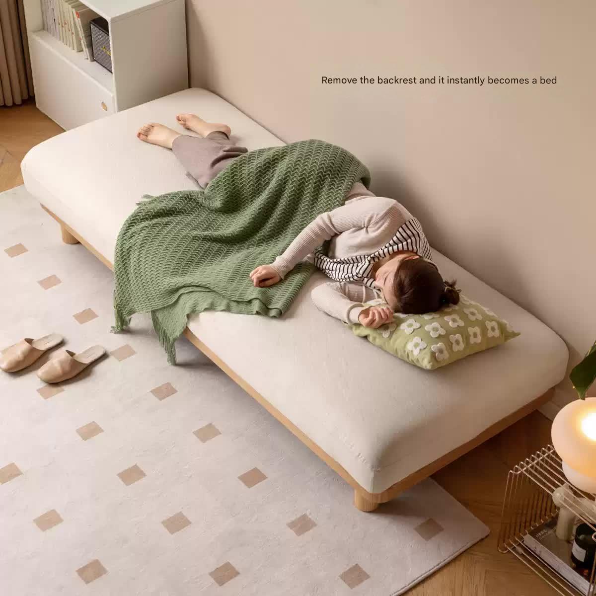 Oak Solid Wood Sofa Imitation Cotton and Linen