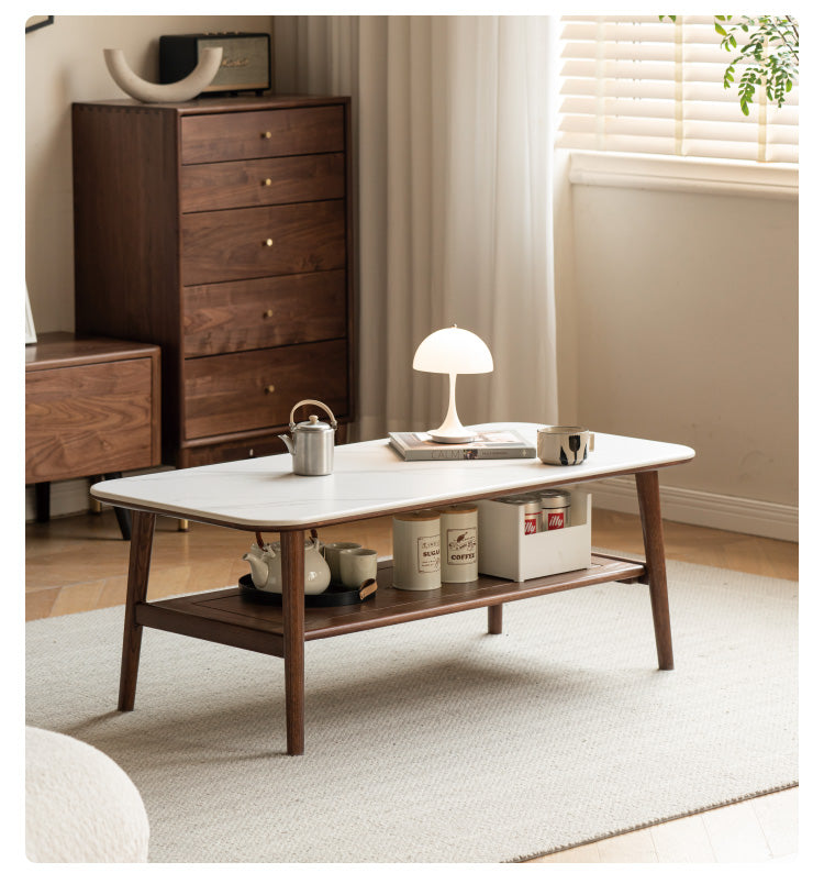 Oak Solid Wood Slate Coffee Table