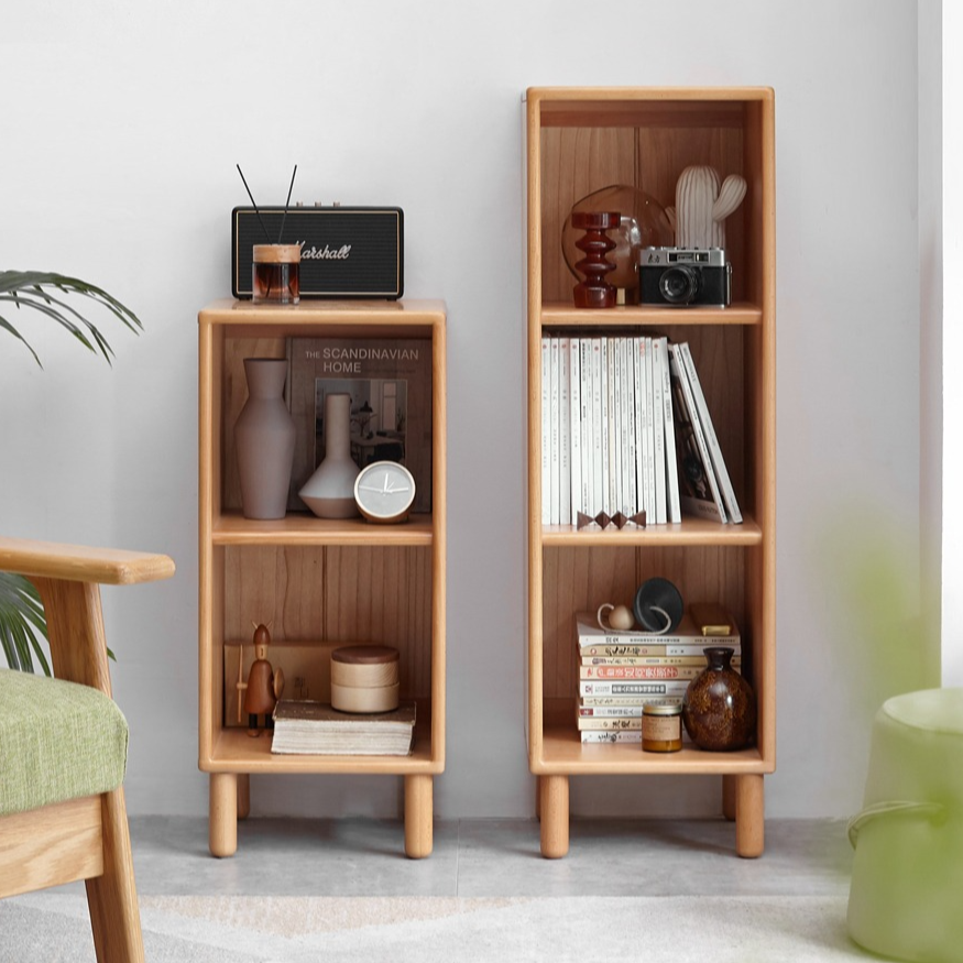 Beech solid wood Small bookshelf side cabinet-
