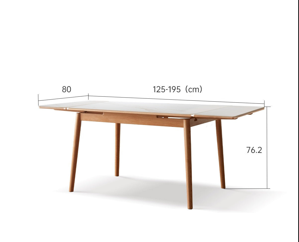 Retractable Oak solid wood dining table large tabletop