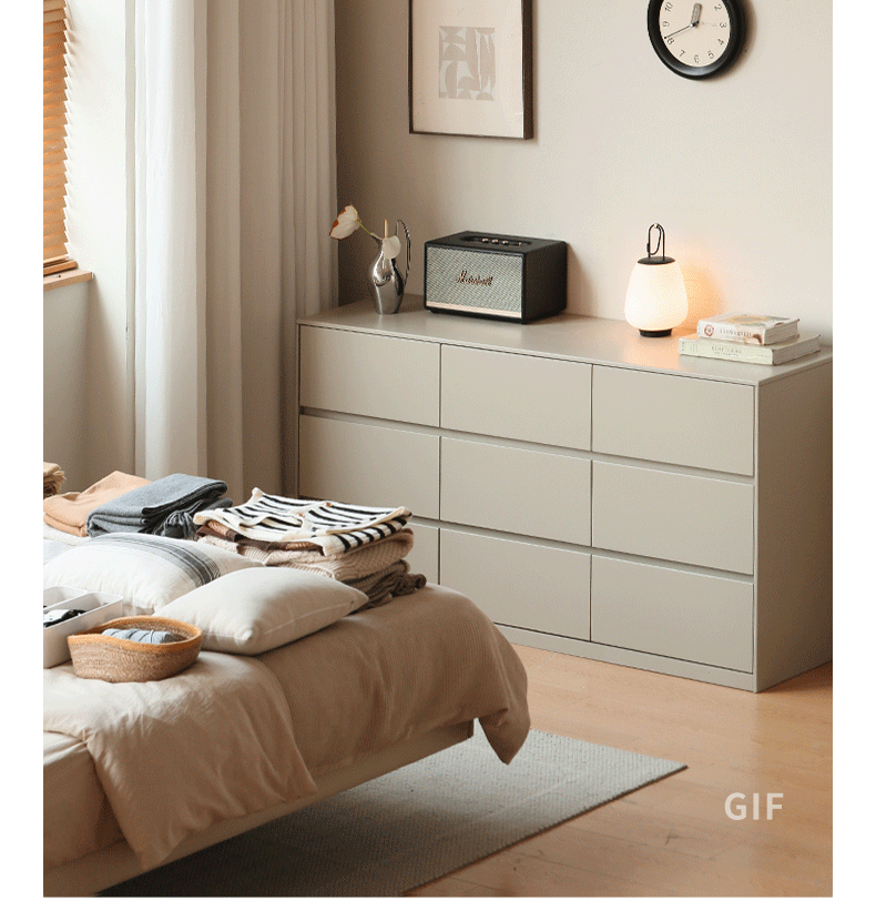 Poplar Solid Wood Light Luxury Six-Drawer Chest