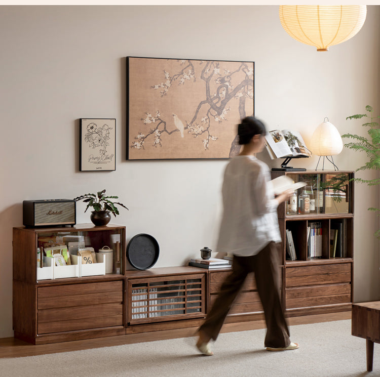 Black walnut solid wood free combination multifunctional bookcase