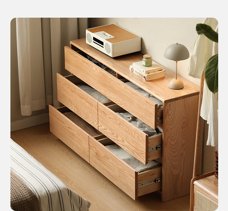 Oak solid wood narrow drawer bedside cabinet"