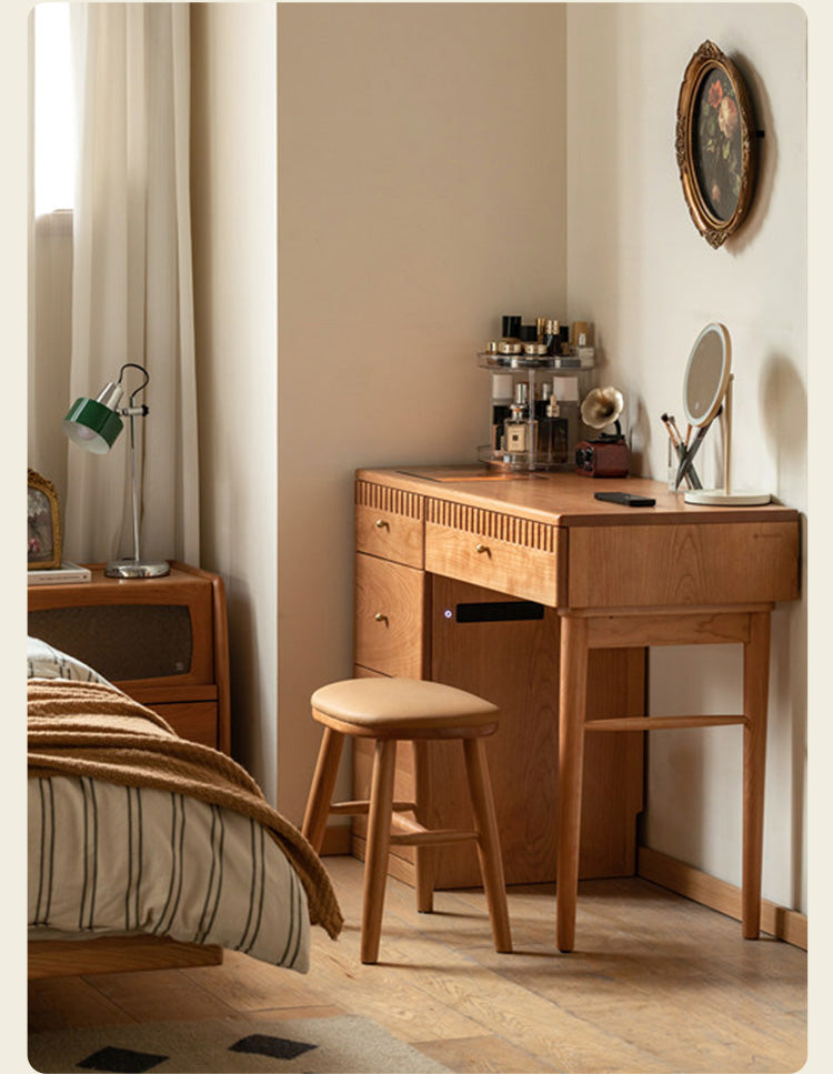 Cherry Wood Retro Dressing Table Cabinet Integrated :