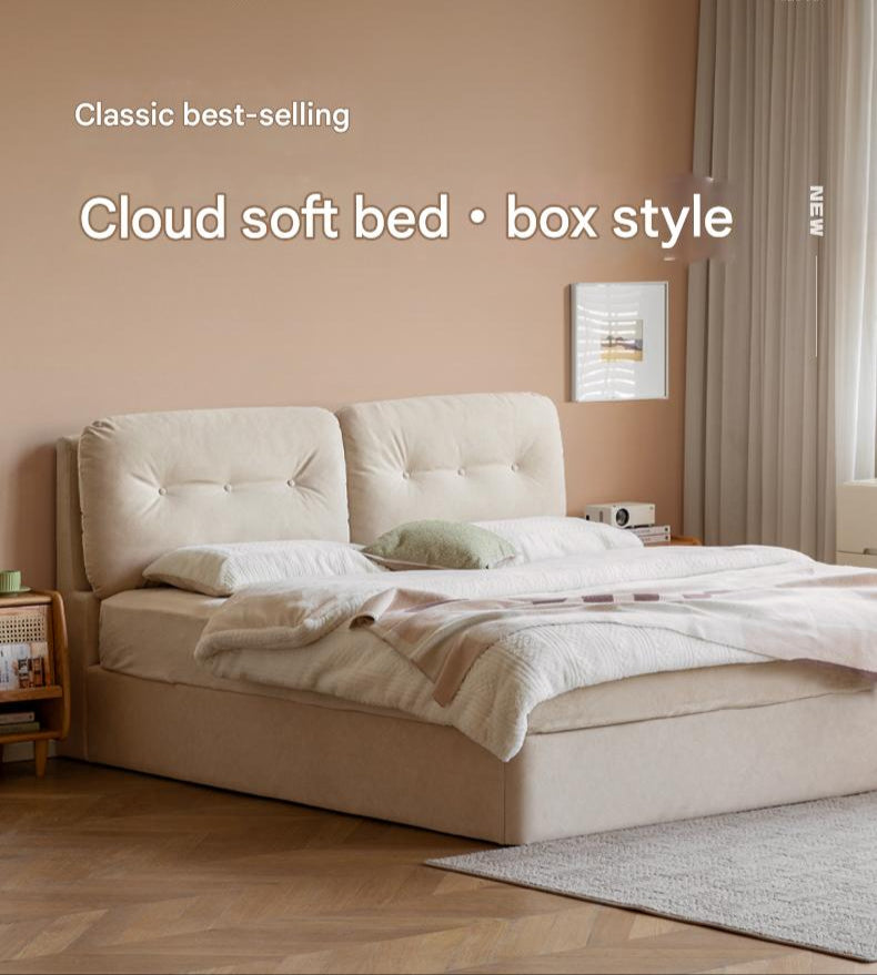 Cloud Upholstered Storage Bed with Tufted Wingback Headboard