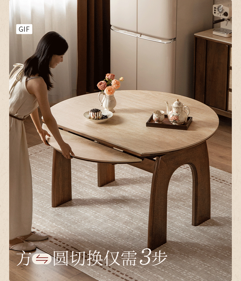 Black Walnut Solid Wood Round Dining Table