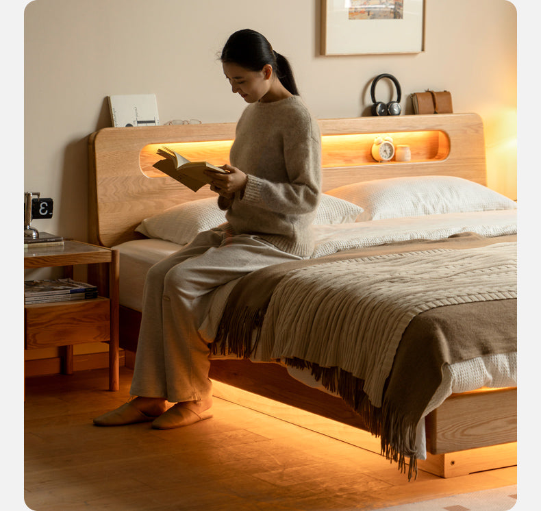Oak solid wood box bed soft light protection+