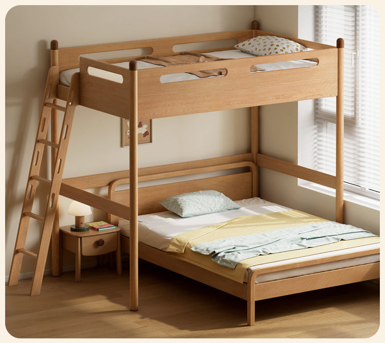 Oak solid wood Loft bed with cabinet