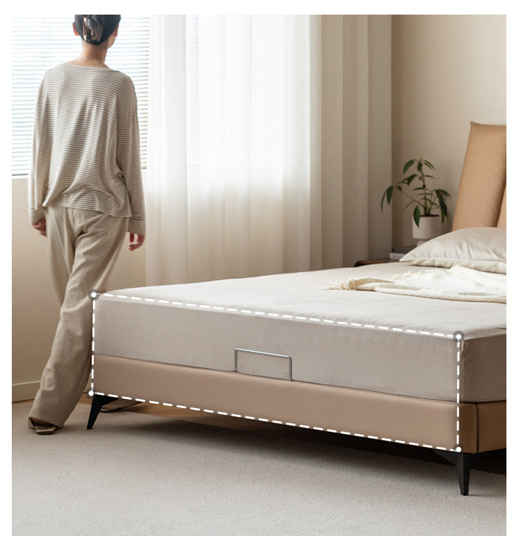 Technology Fabric Soft beige Bed _)