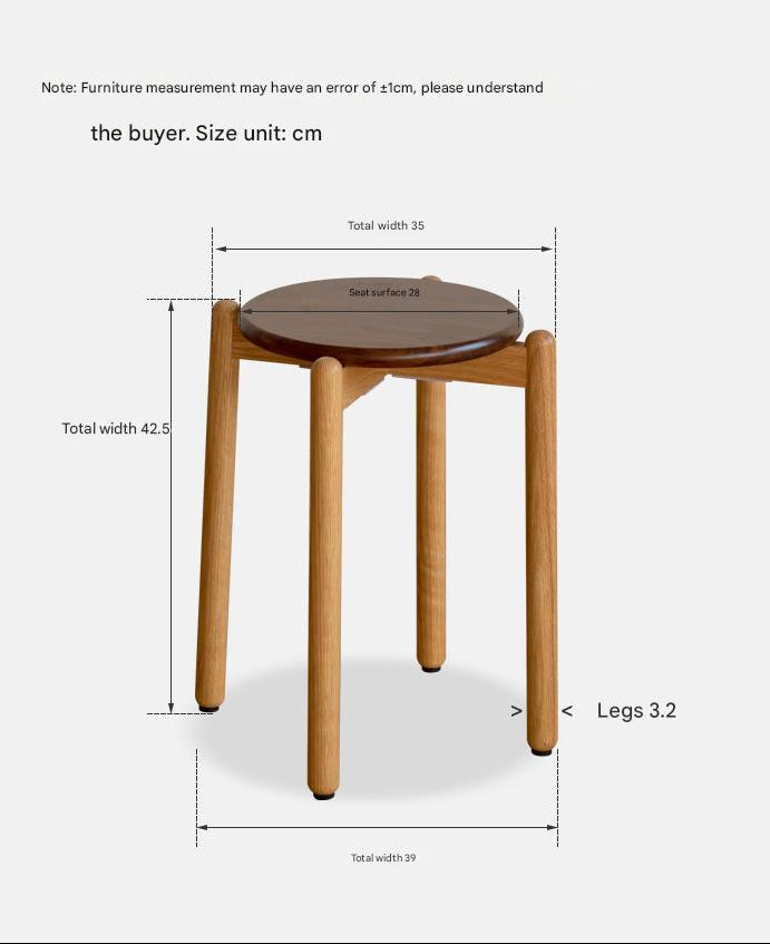 Black Walnut, White Ash, Oak, Cherry, Sandalwood Solid Wood, Solid RubberWood Stackable Small Stool