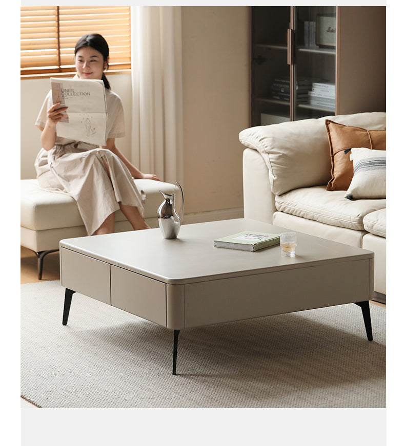 Poplar Solid Wood square Tea Table Italian Luxury Style "