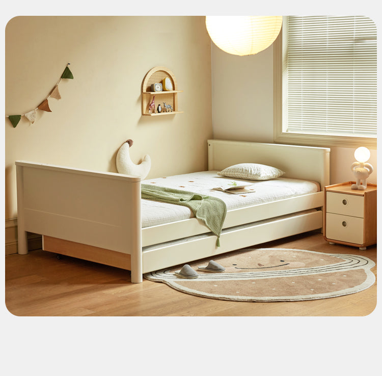 Poplar Solid Wood Children's Storage White Single Bed